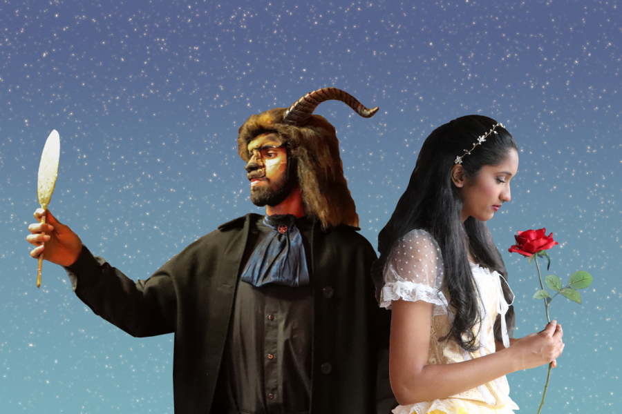 Aditya Venkatesh playing the Beast (left) and Meghna Kaligotla playing Belle (right)