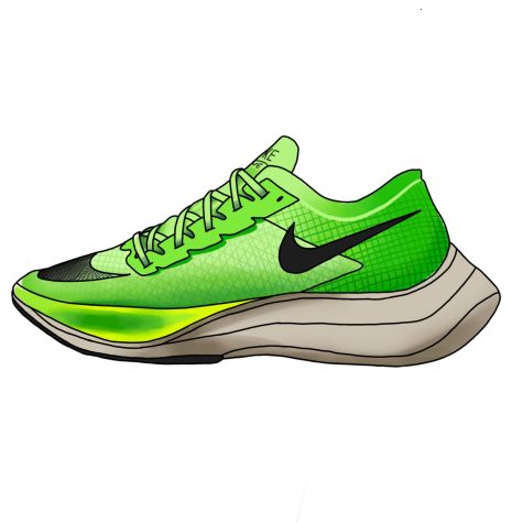 The Nike Vaporflys traits include a 33 mm midsole and a carbon fiber plate, both of which correspond with a regulation of World Athletics.