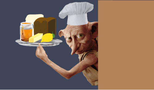 With a snap of his fingers, Dobby transforms the ingredients into Harry’s favorite treacle tart.