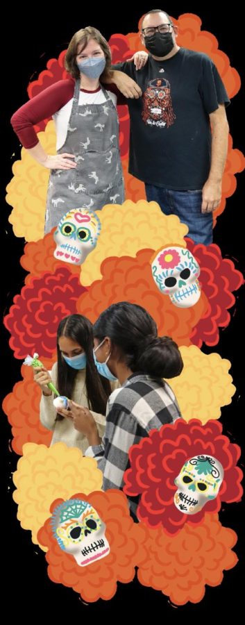Students+decorate+sugar+skulls+during+the+Spanish+and+Culinary+Arts+classes+collaboration.