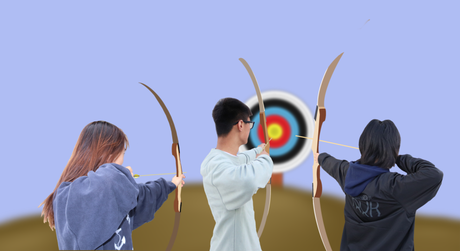 Student+archers+senior+Claire+Chen+and+juniors+Lori+Liu+and+Cyrus+Wong+shoot+at+ranges+across+the+Bay+Area.