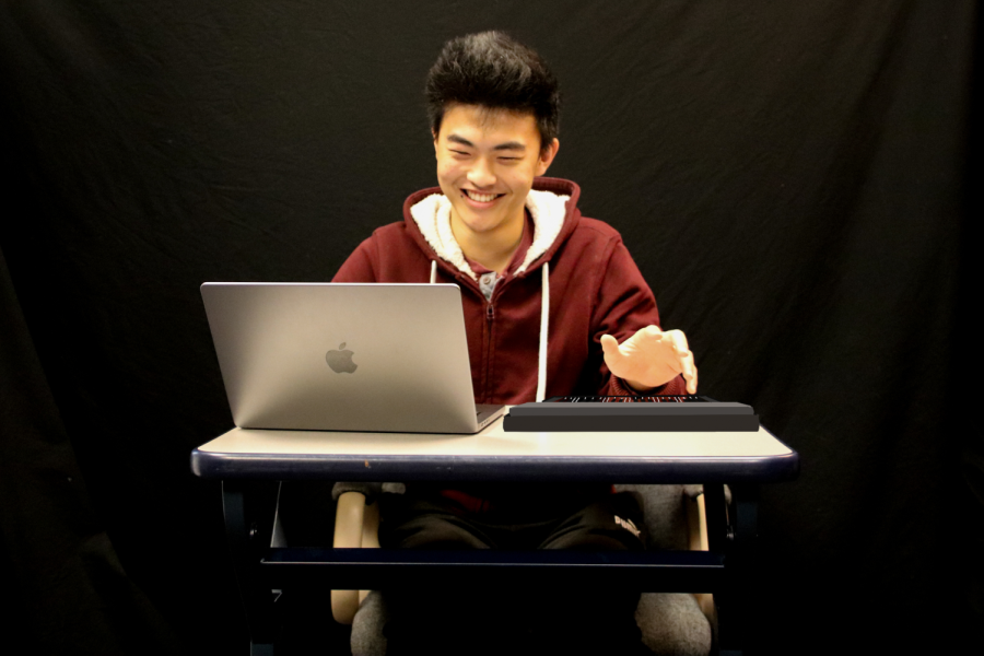 Andrew Yuan uses his keyboard and GarageBand to produce music and create instrumentals. 

