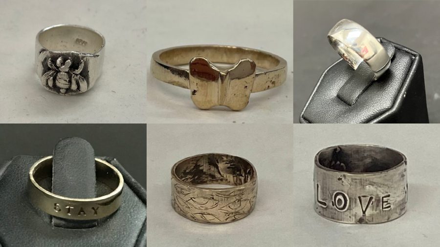 12+rings+made+by+students+during+3D+Design+2%E2%80%99s+metalworking+unit+were+stolen+from+the+art+wings+display+cabinet.+