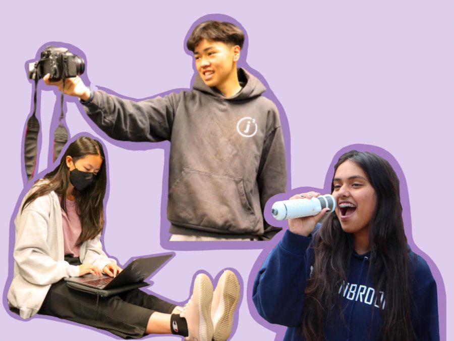 Sophomore+Colin+Chow+and+juniors+Haley+Tamtoro+and+Adithri+Sharmi+create+content+for+their+YouTube+channels.
