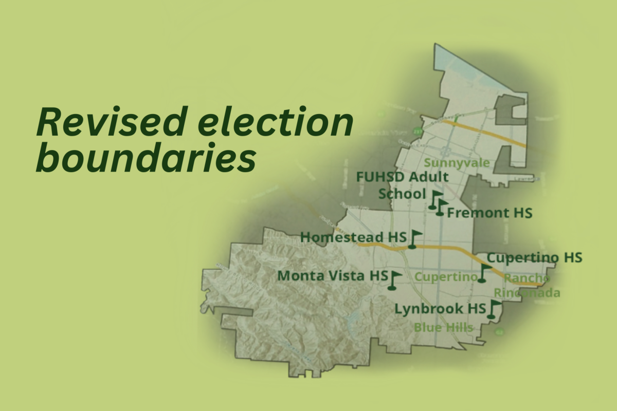 Above is a geographic depiction of the entire FUHSD district. As part of the
new By-Trustee Area format, election boundaries will be drawn within the
map and sectioned into five separate and contiguous subdivisions, allotting
each to a representative from the area. Photo used with permission by Rosa Kim