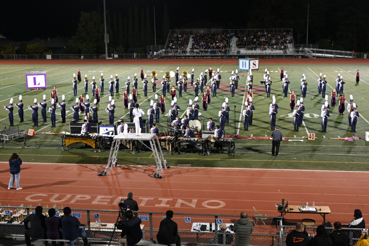 Lynbrook’s marching band performs at Cupertino High School for tournament of the bands on Oct. 14.
