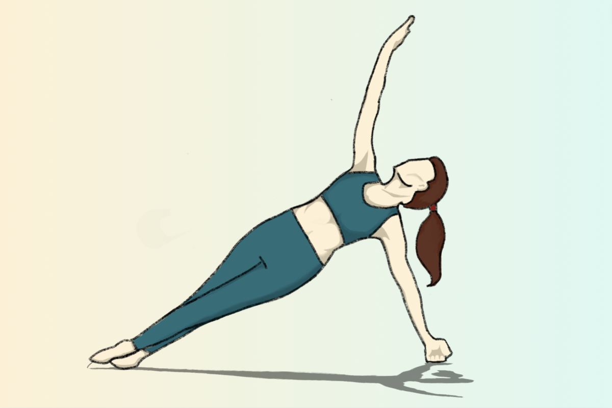 The model demonstates a side plank, one of the most common positions in Pilates.

Graphic illustration by Rohan Kakhandiki