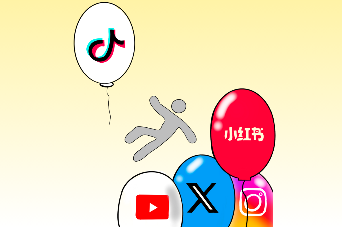 The TikTok ban, although delayed 75 days, led to users moving onto new platforms such as the Chinese app RedNote. Graphic illustration by Taek Kim