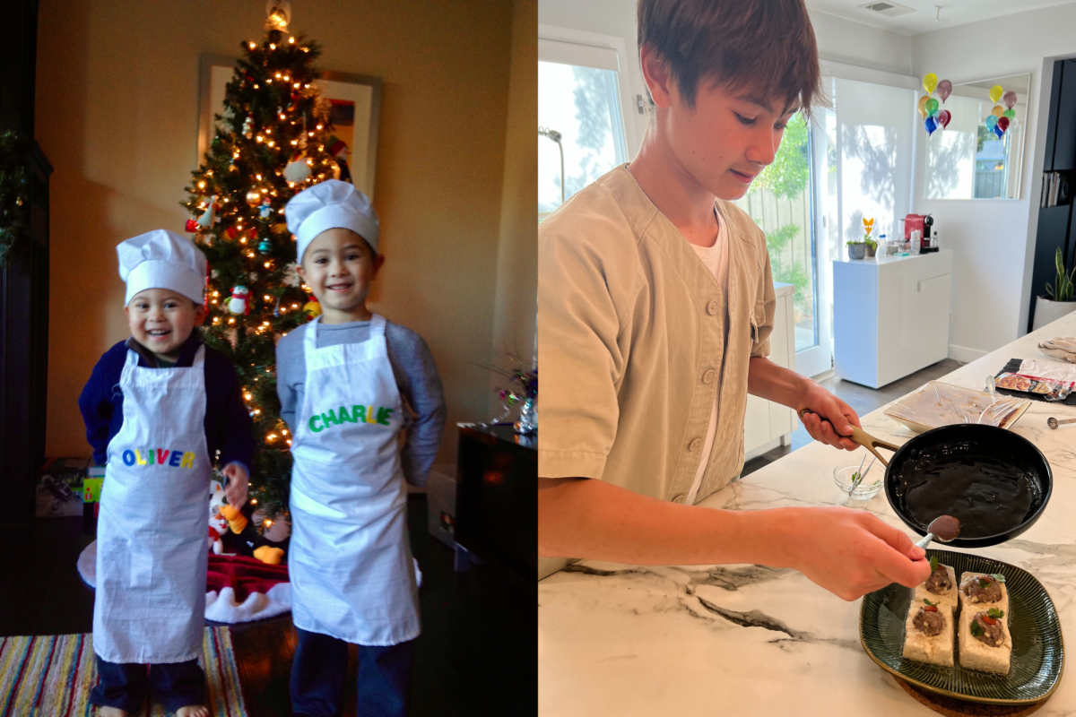 With a steady hand, sophomore Charlie Loper applies the last details to his signature Basque cheesecake. Photos used with permission by Charlie Loper. 