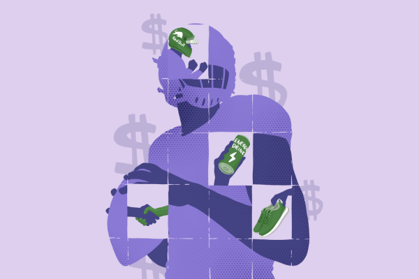 Athletes, from high school and college, are able to use their popularity and skill for profit through different sponsorships. Graphic Illustration by Amanda Jin.