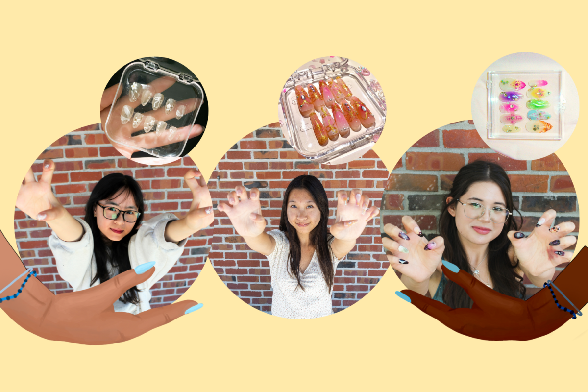 Kimmy Le, Effie Wang and Ellie York (left to right) design vibrant nail sets