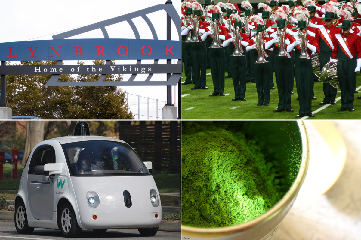 Recent events to note include Lynbrook being ranked 10th in California schools by U.S. News & World Report, the city of Santa Clara hosting the annual Parade of Champions on Oct. 4, the rise of Waymos on the road and the matcha shortage. Top left: Photo by Tristan Lo. Top right: Photo used with permission from Wikimedia Commons. Bottom left: Photo used with permission from Creative Common License. Bottom right: Photo used with permission from Creative Common License