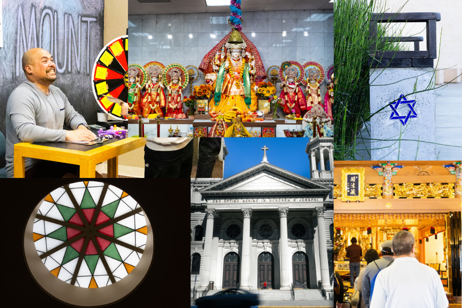 A collage of photos taken at local religious centers. 